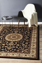 Load image into Gallery viewer, Sydney Collection Medallion Rug Black With Ivory Border
