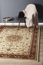 Load image into Gallery viewer, Sydney Collection Medallion Rug Ivory With Red Border
