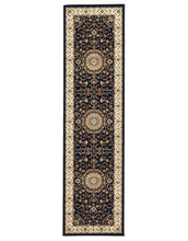 Load image into Gallery viewer, Sydney Medallion Runner Blue With Ivory Border Runner Rug
