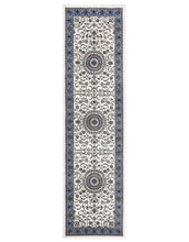 Load image into Gallery viewer, Sydney Medallion Runner White With Blue Border Runner Rug
