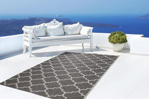 Sunset 604 Outdoor and Kitchen Grey Rug with Moroccan Design - Lalee Designer Rugs
