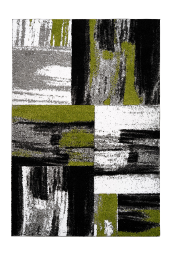 Swing 100 Modern Green and Black Rug with Checkered Design - Lalee Designer Rugs