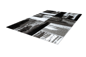 Swing 100 Modern Silver and Black Rug with Checkered Design - Lalee Designer Rugs