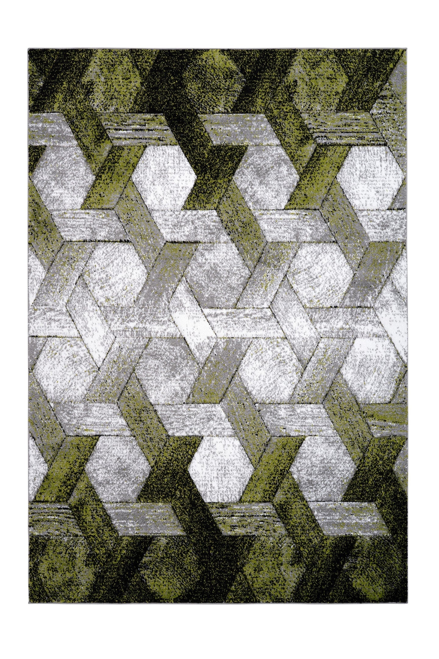 Swing 101 Modern Green Rug with Geometric 3D Design - Lalee Designer Rugs