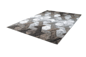 Swing 101 Modern Platin-Beige Rug with Geometric 3D Design - Lalee Designer Rugs