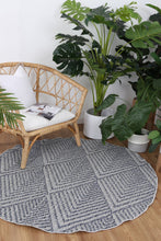 Load image into Gallery viewer, Barbados Naka Charcoal Geometric Round Outdoor/Indoor Rug
