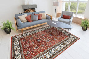 Classic 701 Rust Traditional Rug with Floral Patterns - Lalee Designer Rugs